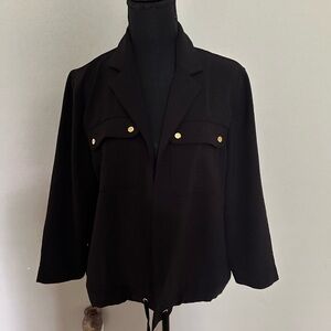 New York Chic Black Women's Jacket with Gold Accents. Size PL. NWT.